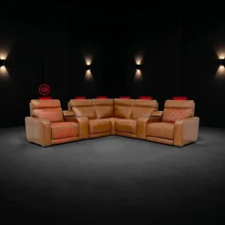 Modular Power Reclining Sectional with 2 Consoles, Built-In Speakers, Massage & Heat - 7 pcs