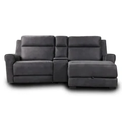Modular Reclining Loveseat, Chaise with Storage, Console with Cup Holders, and USB/USB-C Ports - 3 pcs