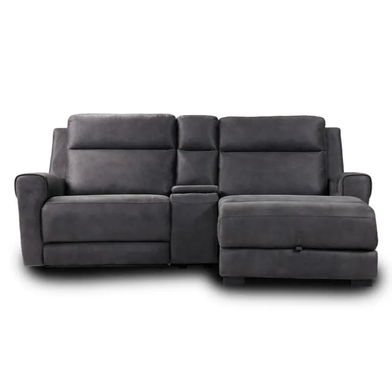 Modular Reclining Loveseat, Chaise with Storage, Console with Cup Holders, and USB/USB-C Ports - 3 pcs