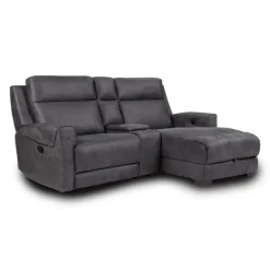 Modular Reclining Loveseat, Chaise  with Storage, Console with Cup Holders, and USB/USB-C Ports - 3 pcs