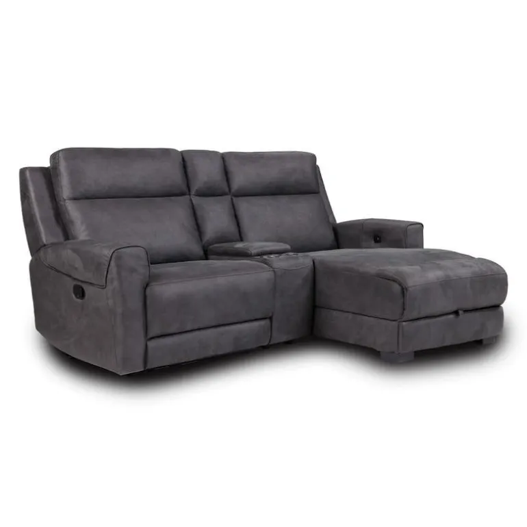 Modular Reclining Loveseat, Chaise with Storage, Console with Cup Holders, and USB/USB-C Ports - 3 pcs
