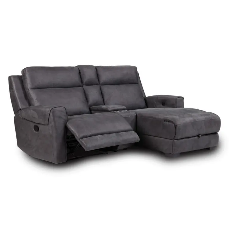 Modular Reclining Loveseat, Chaise with Storage, Console with Cup Holders, and USB/USB-C Ports - 3 pcs