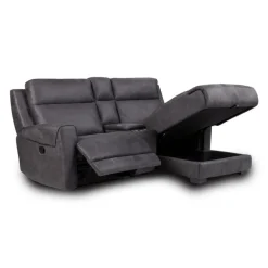 Modular Reclining Loveseat, Chaise with Storage, Console with Cup Holders, and USB/USB-C Ports - 3 pcs