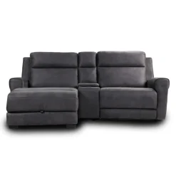 Modular Reclining Loveseat, Chaise with Storage, Console with Cup Holders, and USB/USB-C Ports - 3 pcs