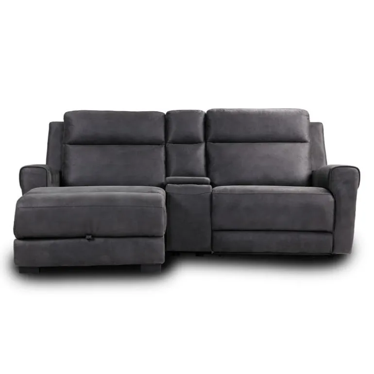 Modular Reclining Loveseat, Chaise with Storage, Console with Cup Holders, and USB/USB-C Ports - 3 pcs