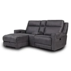 Modular Reclining Loveseat, Chaise with Storage, Console with Cup Holders, and USB/USB-C Ports - 3 pcs