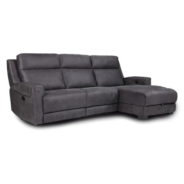 Modular Reclining Loveseat, Chaise with Storage, Console with Cup Holders and USB/USB-C Ports - 3 pcs