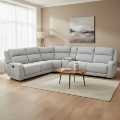 Modular Reclining Sectional and Console with Storage and Cup Holders - 6 pcs