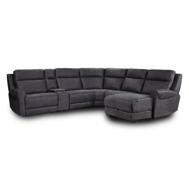 Modular Reclining Sectional with Fold-Down Seat, Chaise with Storage and Console - 6 pcs