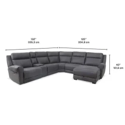 Modular Reclining Sectional with Fold-Down Seat, Chaise with Storage and Console - 6 pcs