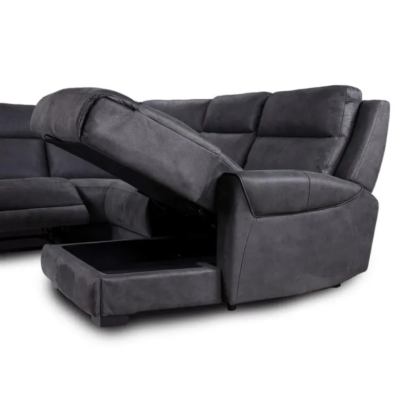 Modular Reclining Sectional with Fold-Down Seat, Chaise with Storage and Console - 6 pcs
