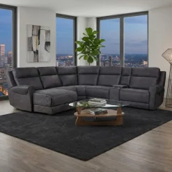 Modular Reclining Sectional, Fold-Down Seats, Chaise with Storage, Console with Cup Holders, and USB/USB-C Ports - 6 pcs