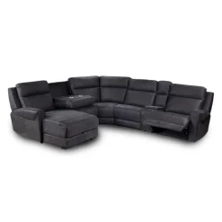 Modular Reclining Sectional, Fold-Down Seats, Chaise  with Storage, Console with Cup Holders, and USB/USB-C Ports - 6 pcs