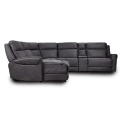 Modular Reclining Sectional, Fold-Down Seats, Chaise  with Storage, Console with Cup Holders, and USB/USB-C Ports - 6 pcs