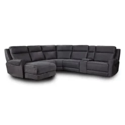Modular Reclining Sectional, Fold-Down Seats, Chaise  with Storage, Console with Cup Holders, and USB/USB-C Ports - 6 pcs