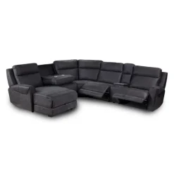 Modular Reclining Sectional with Fold-Down Seat, Chaise with Storage and Console - 6 pcs