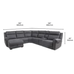 Modular Reclining Sectional with Fold-Down Seat, Chaise with Storage and Console - 6 pcs