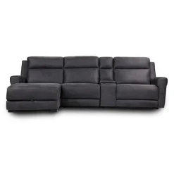 Modular Reclining Sectional, Fold-Down Seat, Chaise  with Storage, Console with Cup Holders, and USB/USB-C Ports - 4 pcs