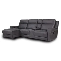 Modular Reclining Sectional, Fold-Down Seat, Chaise  with Storage, Console with Cup Holders, and USB/USB-C Ports - 4 pcs