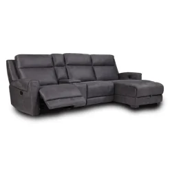 Modular Reclining Sectional, Fold-Down Seat, Chaise  with Storage, Console with Cup Holders, and USB/USB-C Ports - 4 pcs