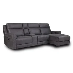 Modular Reclining Sectional, Fold-Down Seat, Chaise  with Storage, Console with Cup Holders, and USB/USB-C Ports - 4 pcs