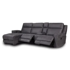 Modular Reclining Sectional, Chaise with Storage, Console with Cup Holders and USB/USB-C Ports - 4 pcs
