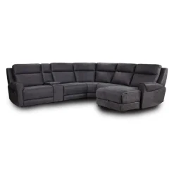 Modular Reclining Sectional, Fold-Down Seats, Chaise with Storage, Console with Cup Holders, and USB/USB-C Ports - 6 pcs