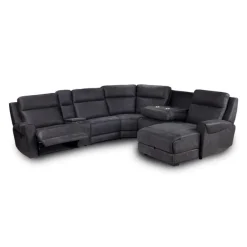 Modular Reclining Sectional, Fold-Down Seats, Chaise  with Storage, Console with Cup Holders, and USB/USB-C Ports - 6 pcs