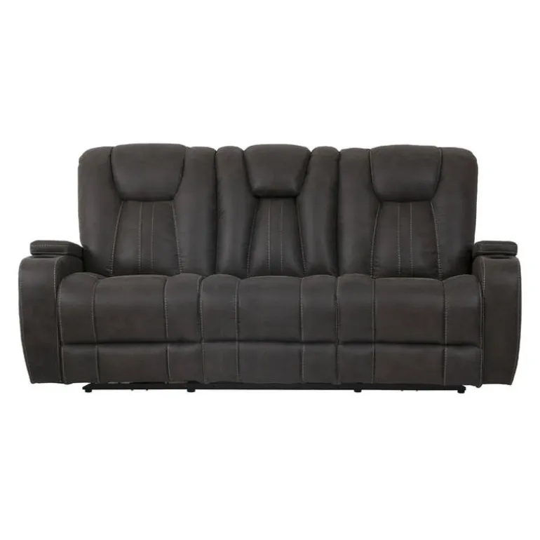 Modular Reclining Sofa with Drop-Down Backrest and Cup Holders - 3 pcs