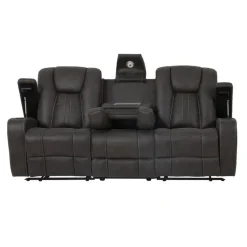 Modular Reclining Sofa with Drop-Down Backrest and Cup Holders - 3 pcs