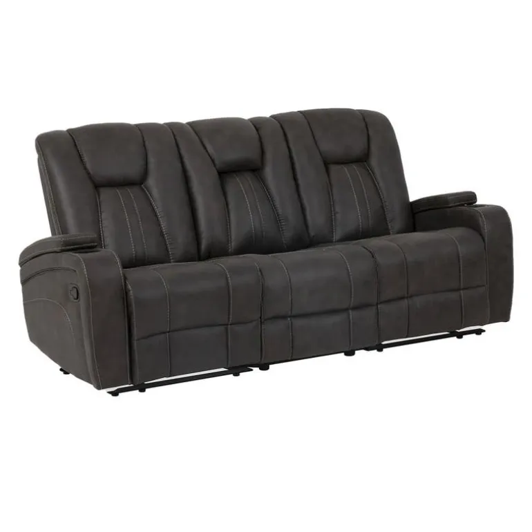 Modular Reclining Sofa with Drop-Down Backrest and Cup Holders - 3 pcs
