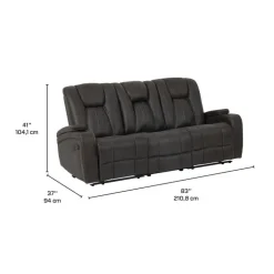 Modular Reclining Sofa with Drop-Down Backrest and Cup Holders - 3 pcs