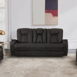 Modular Reclining Sofa with Drop-Down Backrest and Cup Holders - 3 pcs