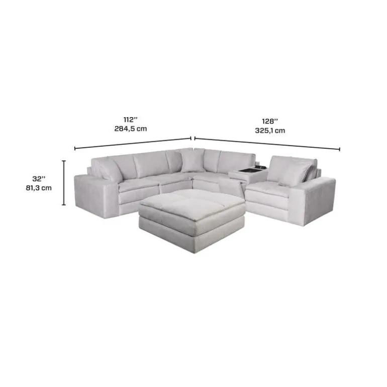 Modular Sectional, Console with Integrated Sound System and Ottoman – 6 pcs