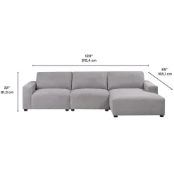 Modular Sectional with Chaise on the Left - 3 pcs