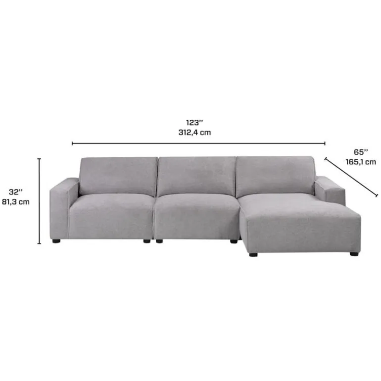 Modular Sectional with Chaise on the Left - 3 pcs