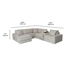 Modular Sectional with Left-Side Chaise and Console with Integrated Sound System - 6 pcs