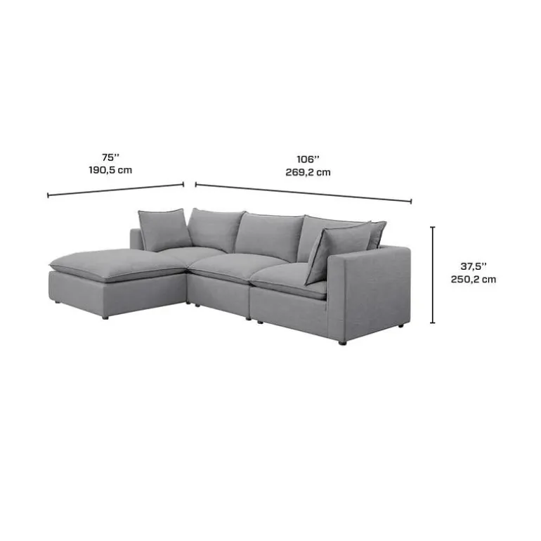 Modular Sectional with Ottoman - 4 pcs