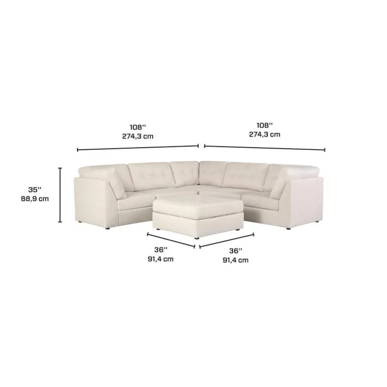 Modular Sectional with Ottoman - 6 pcs