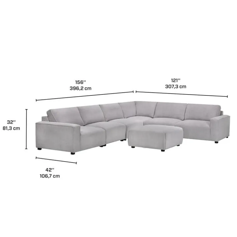 Modular Sectional with Ottoman - 7 pcs