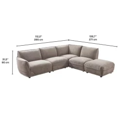 Modular Sectional with Ottoman - 5 pcs