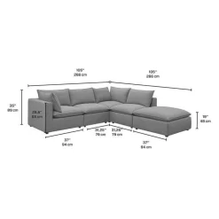 Modular Sectional with Ottoman - 5 pcs
