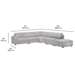 Modular Sectional with Ottoman Positioned to the Right Seat - 6 pcs
