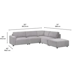 Modular Sectional with Ottoman Positioned to the Right Seat - 5 pcs