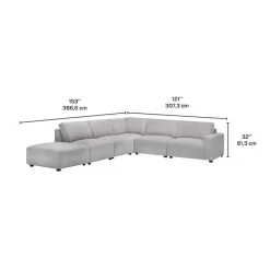 Modular Sectional with Ottoman Positioned to the Left Seat - 6 pcs