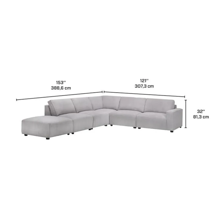 Modular Sectional with Ottoman Positioned to the Left Seat - 6 pcs