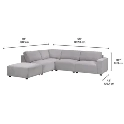 Modular Sectional with Ottoman Positioned to the Left Seat - 5 pcs