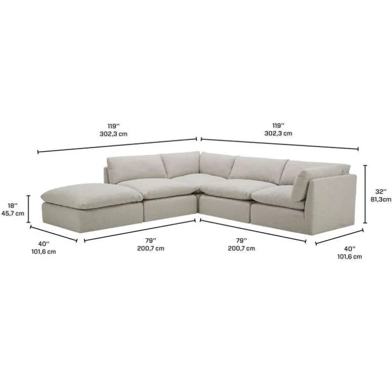 Modular Sectional with Ottoman - 5 pcs