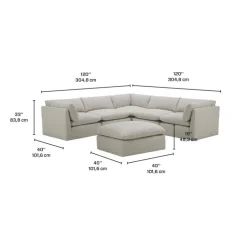 Modular Sectional with Ottoman - 6 pcs