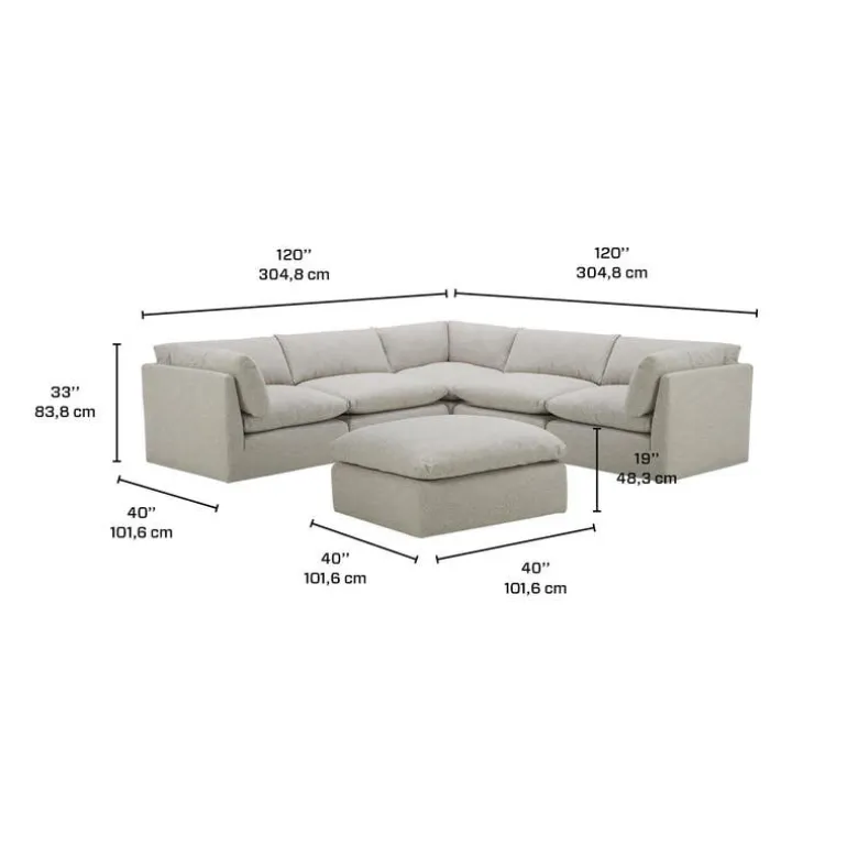 Modular Sectional with Ottoman - 6 pcs